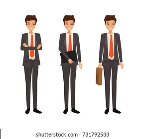 Business man character design. business people in different pose.