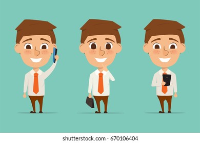 business man character different pose. business people cartoon design.