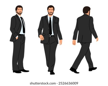 Personagem homem de negócios em poses diferentes isolados