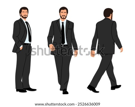 Business man character in different poses isolated