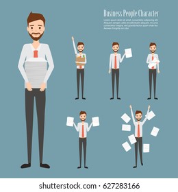 Business man character in occupation at office work. illustration vector of people in job.