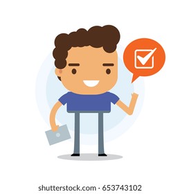 Business Man Character Pointing and Presenting. Vector Illustration