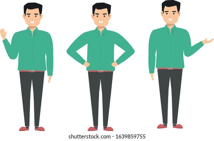 Business man. Character set. Mobile using character. Vector illustration character 