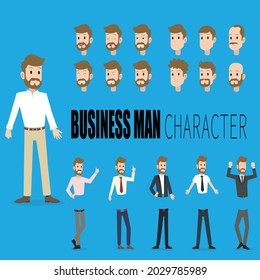 Business Man Character Set Vector