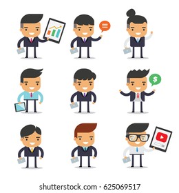 Business Man Character set . Vector illustration 