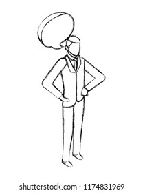 business man character and speech bubble