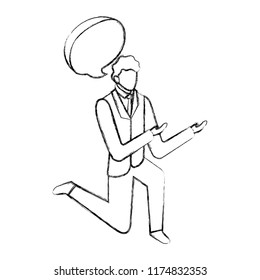 business man character and speech bubble