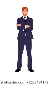 Business man character standing vector on white .
