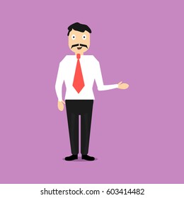 Business man character vector Illustration. Flat style Design