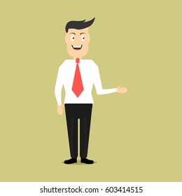 Business man character vector Illustration. Flat style Design