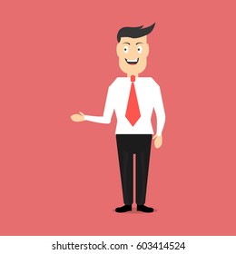 Business man character vector Illustration. Flat style Design