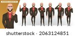 Business man character vector set. Business manager bald characters collection in standing pose gesture for male boss office job employee design. Vector illustration.
