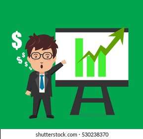 Business man characters presentation plan graph