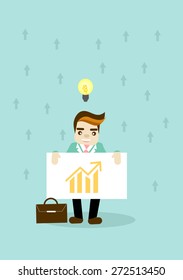 Business Man With Chart And Idea