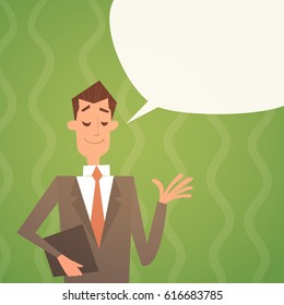 Empresario Chat Bubble Recursos Humanos Office Vector plano Ilustración de Trabajador