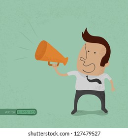 Business man cheer with a megaphone , eps10 vector format