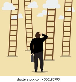 Business Man Choose the Ladder to Success. Business Concept