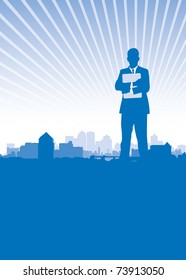 business man city background