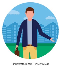 business man in the city park vector illustration