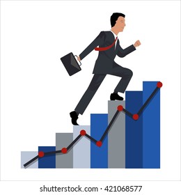 Business Man Climbing The Chart