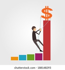 Business man climbs graph