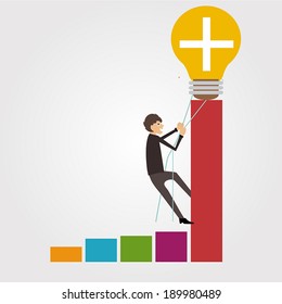 Business man climbs graph