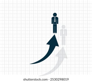 business man climbs graph bars