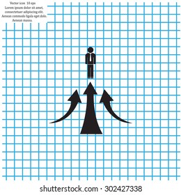 business man climbs graph bars