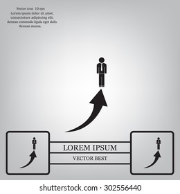 business man climbs graph bars
