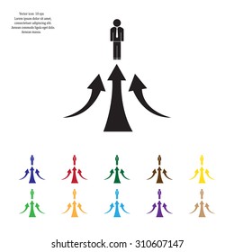 business man climbs graph bars