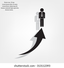 business man climbs graph bars