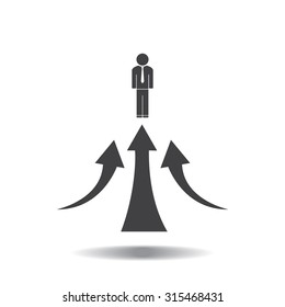 business man climbs graph bars