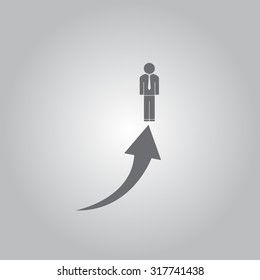 business man climbs graph bars