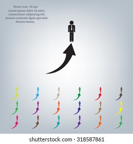 business man climbs graph bars