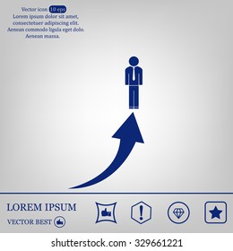 business man climbs graph bars