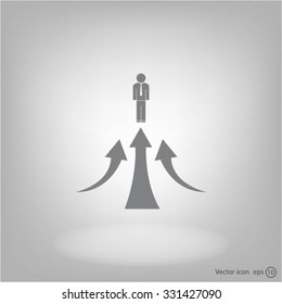 business man climbs graph bars
