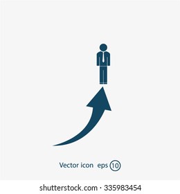 business man climbs graph bars