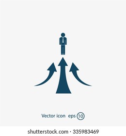 business man climbs graph bars