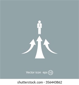business man climbs graph bars