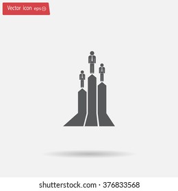 business man climbs graph bars
