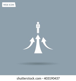 business man climbs graph bars