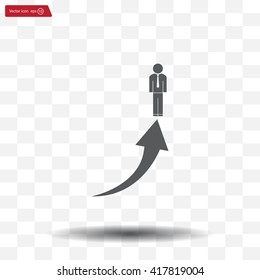 business man climbs graph bars