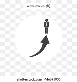 business man climbs graph bars