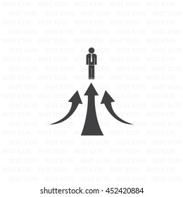 business man climbs graph bars