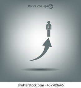 business man climbs graph bars