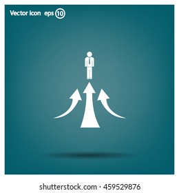 business man climbs graph bars