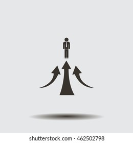 business man climbs graph bars