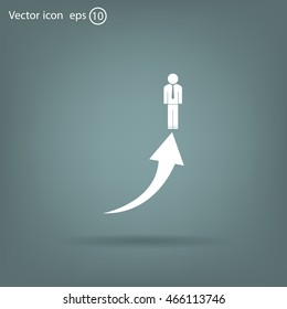 business man climbs graph bars