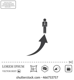 business man climbs graph bars