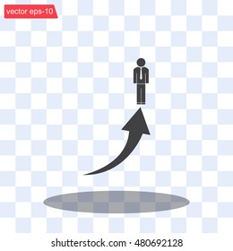 business man climbs graph bars